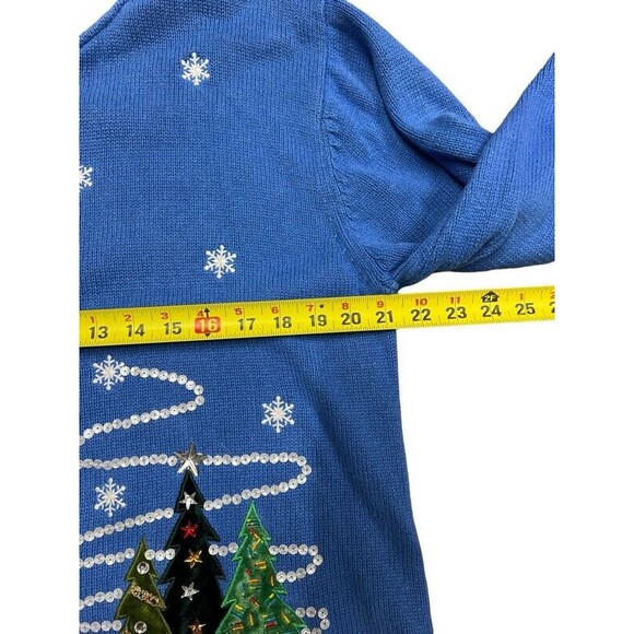 Crystal Kobe powder blue Cardigan Embellished Sequin Christmas Tree Sweater 3XL - Picture 11 of 11